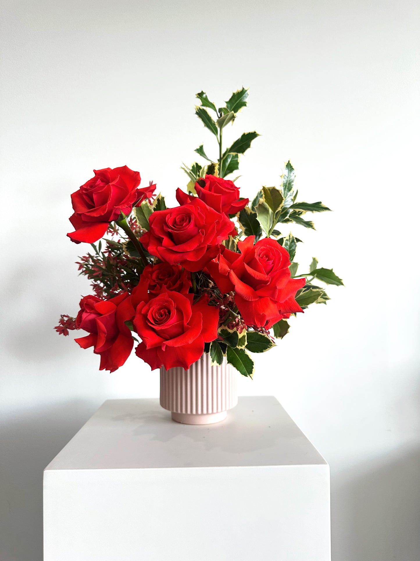 Crimson Christmas Flowers Jar